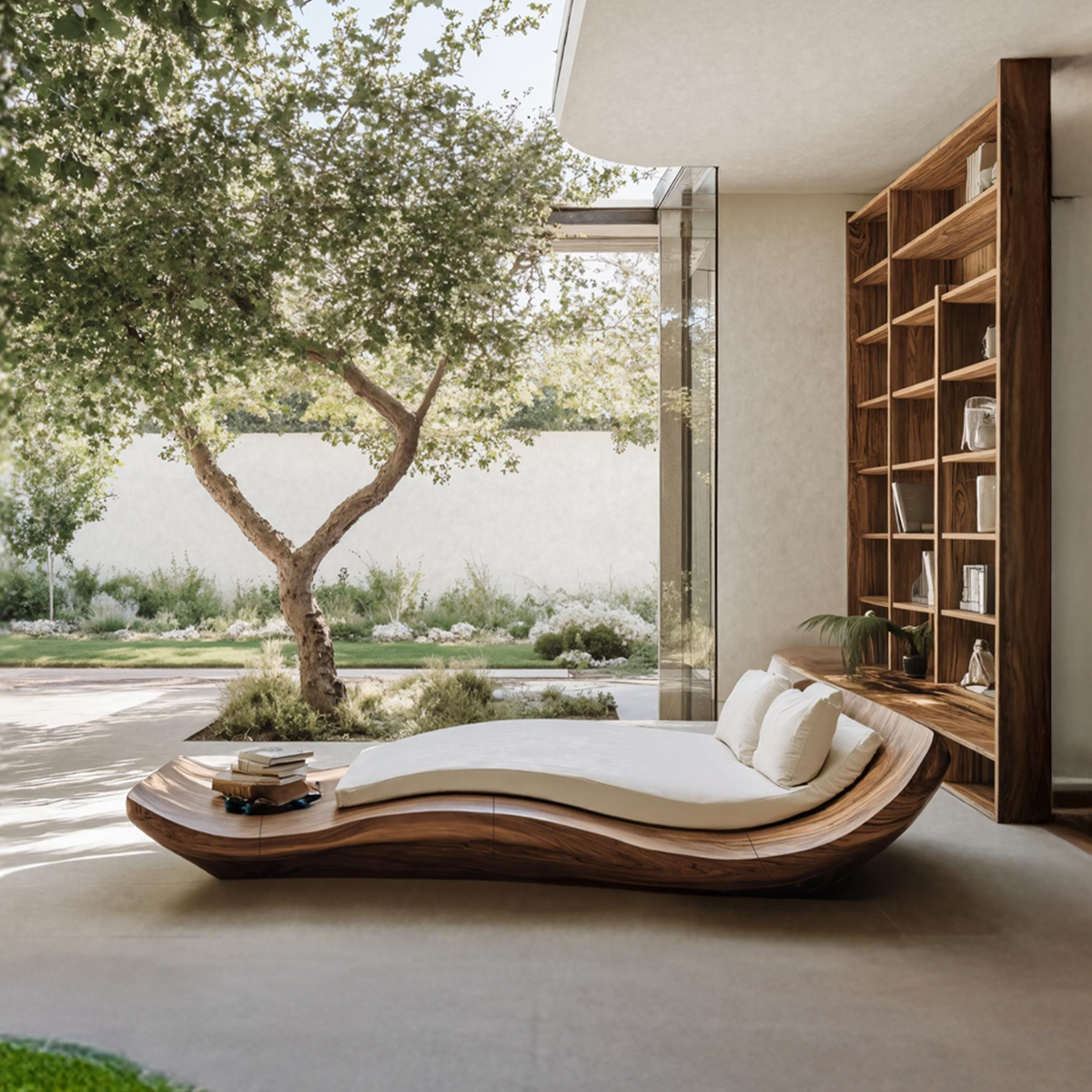 Mid Century Solid Wood Garden Daybed For Bedroom Decor