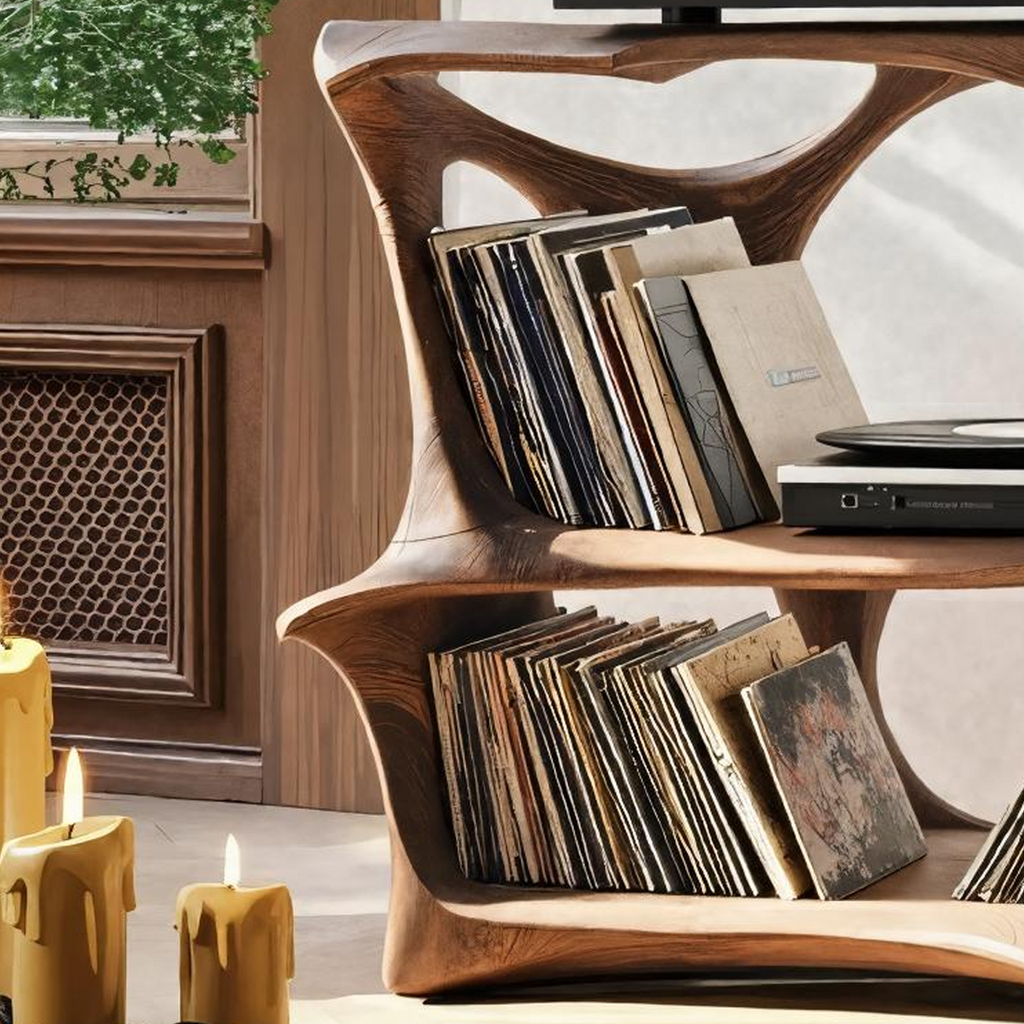 Handcrafted Live Edge Record Stand