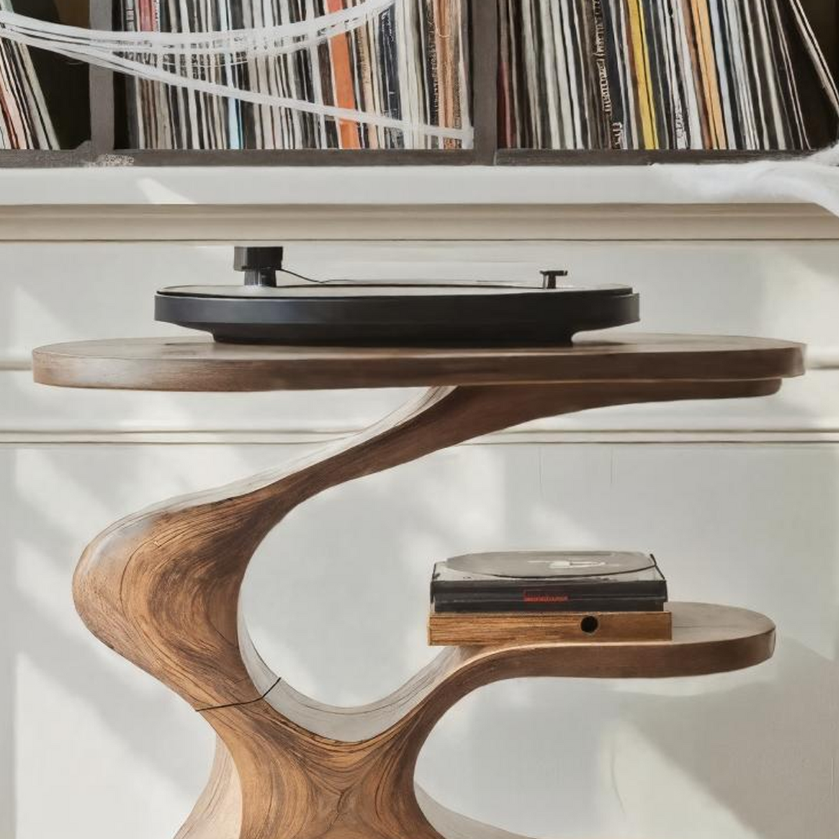 Farmhouse Live Edge Record Stand