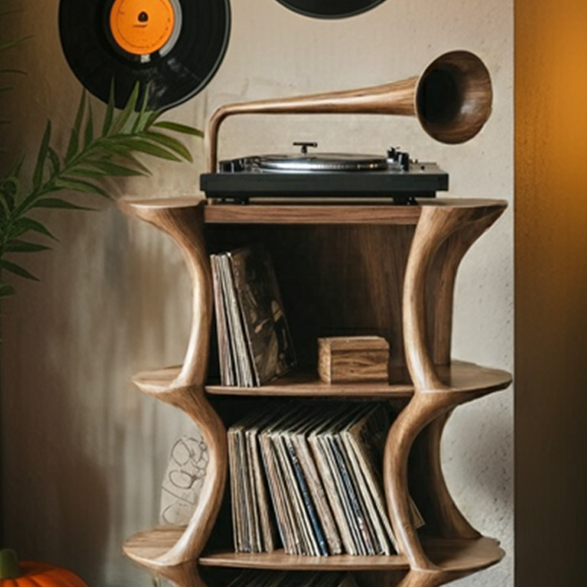 Handcrafted Live Edge Record Player Stand