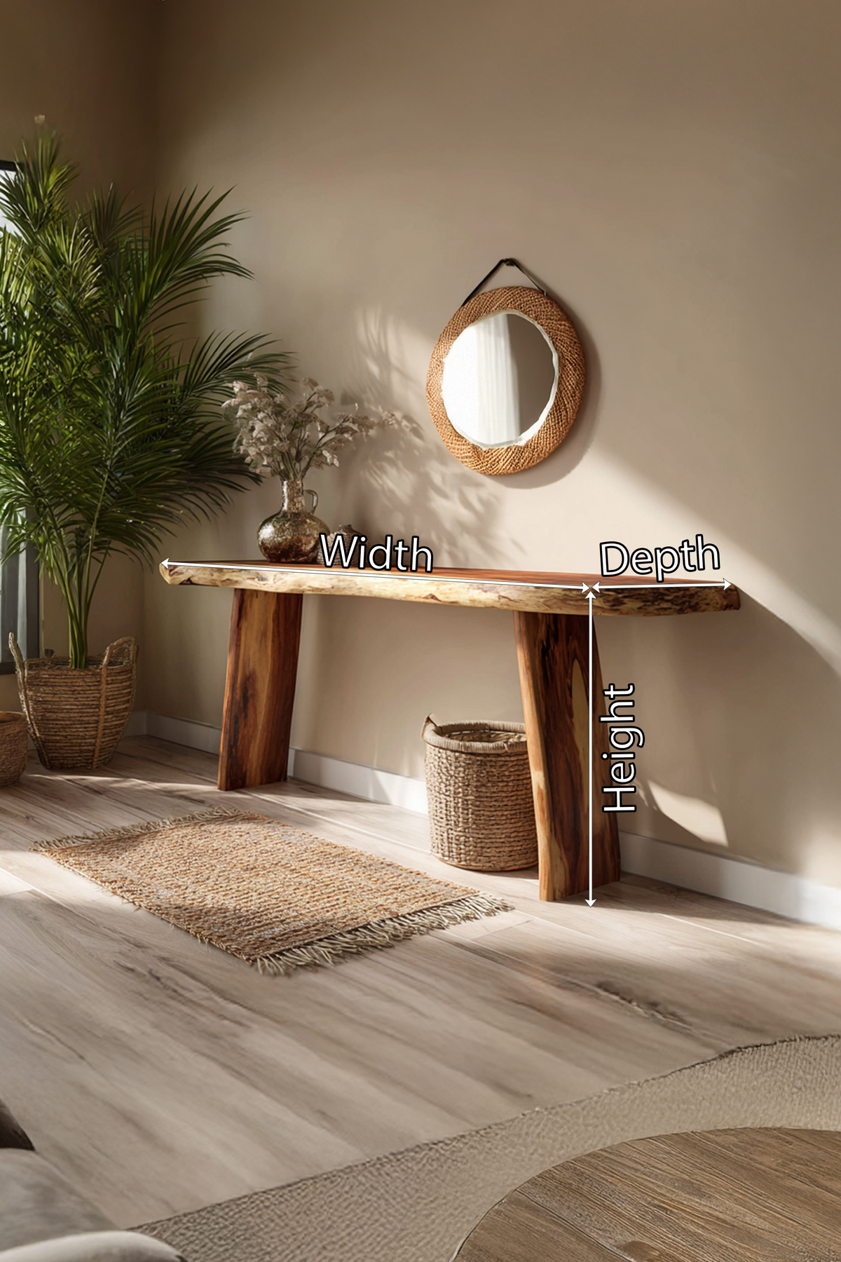 Handcrafted Live Edge Entryway Console Table