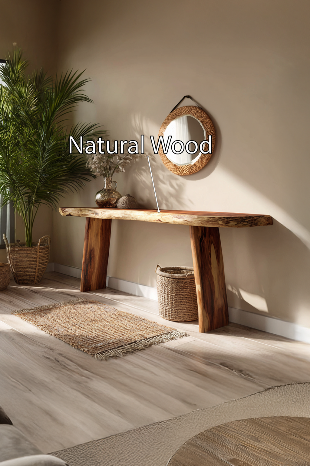Handcrafted Live Edge Entryway Console Table
