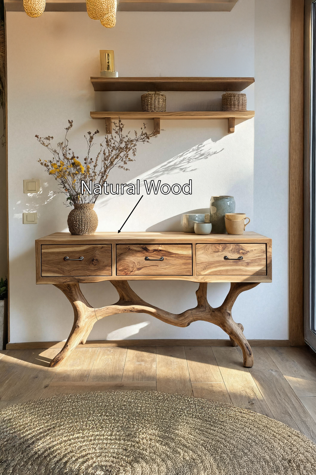Handcrafted Live Edge Entryway Table