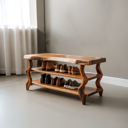 Artisan Rustic Shoe Storage Bench