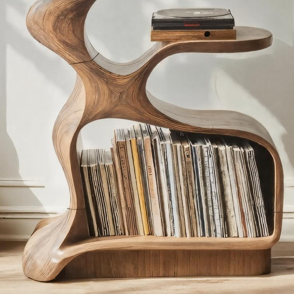 Farmhouse Live Edge Record Stand