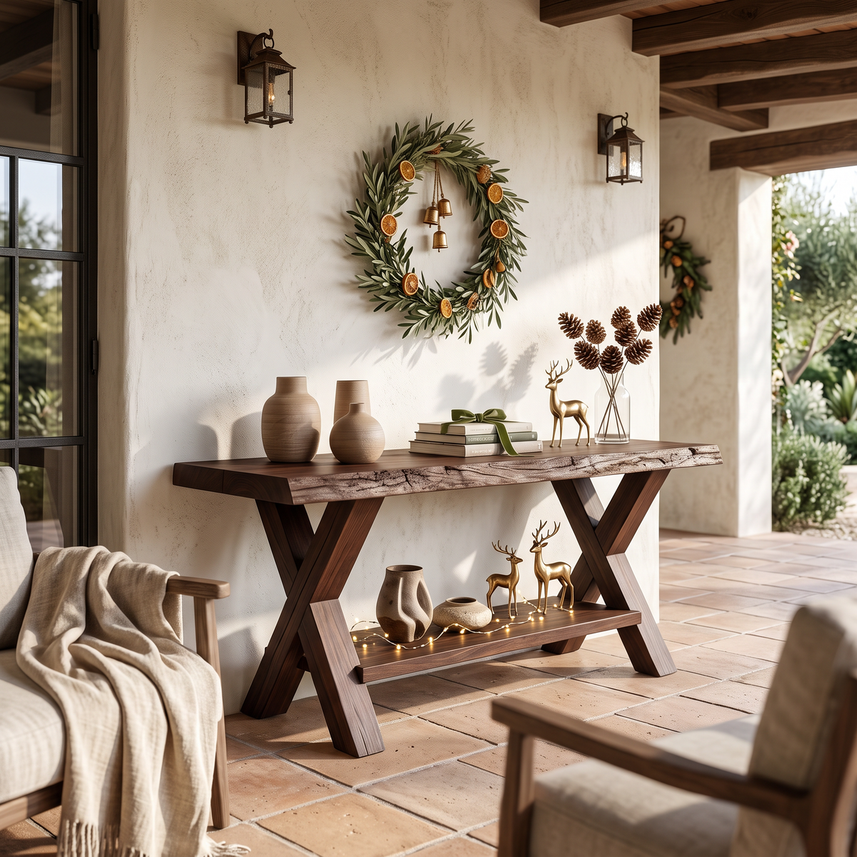 Rustic Farmhouse Solid Wood Console Table