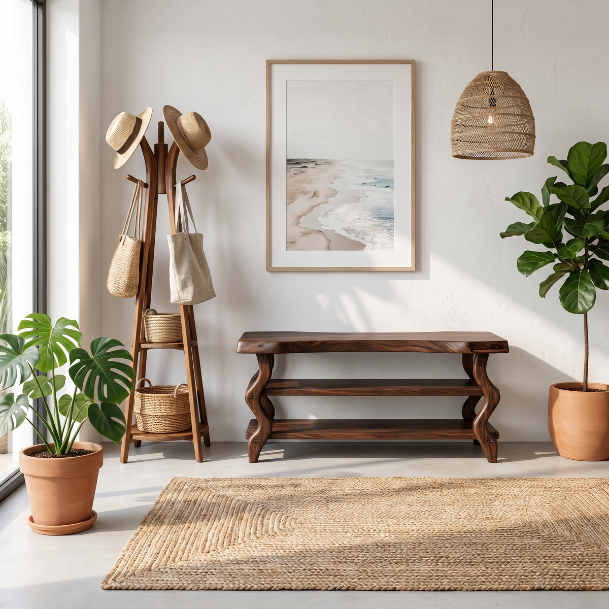 Artisan Rustic Shoe Storage Bench